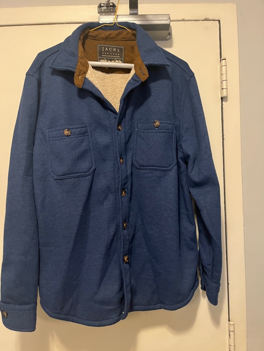 JACHS New York Men’s Blue Sherpa-Lined Shirt Jacket